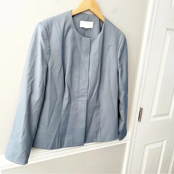 Hugo Boss 100% Virgin Wool Blue Jomana Minidessin Blazer Size 12 - Picture 3 of 6